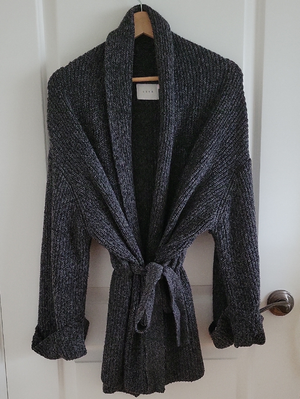 Lush Knit Cardigan Sweater With Belt Size Small